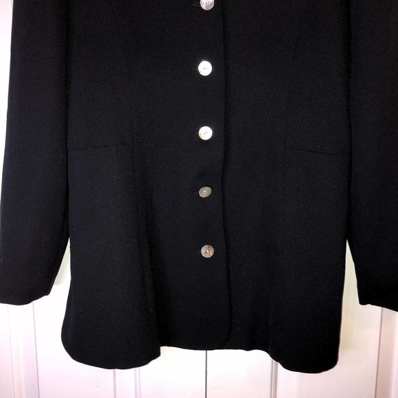 HALSTON Womens Navy Mother of Pearl Button Down Blazer Size 10 - Picture 4 of 10